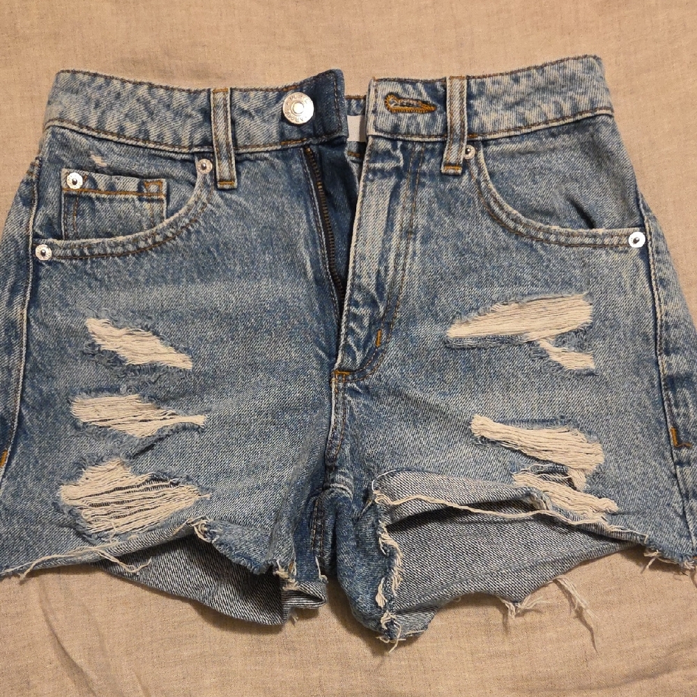 Garage Blue Distressed Jean Shorts